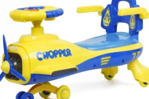 Blue and Yellow color Odelee Chopper Panda Car for kids by JoyRide